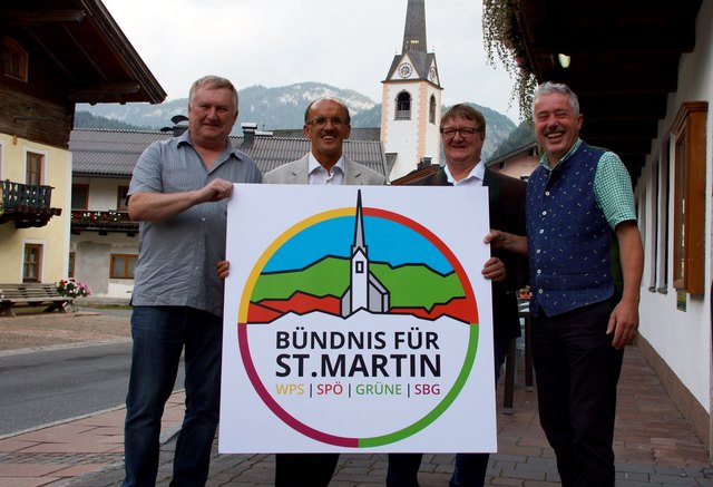Team für Bündnis St. Martin: Heinrich Ruhs (Grüne), Willi Leitinger (WPS), Günther Schmuck (SPÖ), Anton Millinger (SBG)