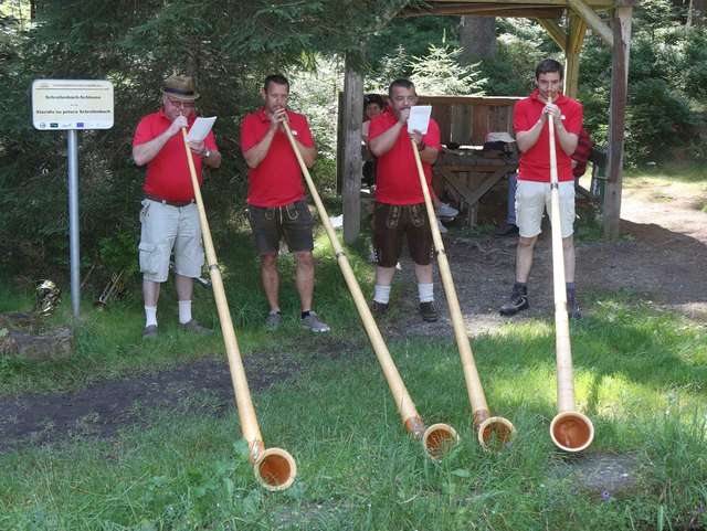 Die Alphornbläsergruppe St. Oswald spielte: „Tief drin im Böhmerwald, Auf d’wulda | Foto: Foto: Gattermayer