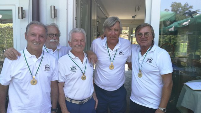 Peter Hartinger, Wolfgang Haider, Rudolf Jöbstl, Peter Rock und Georg Breisach (v.l.) verteidigten den Masters-Titel des Golfclubs Schloß Frauenthal. | Foto: GC Schloß Frauenthal