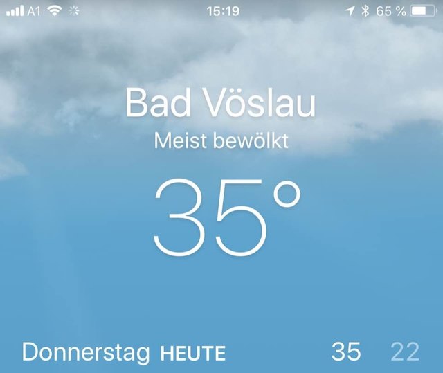 Es war allerdings weniger bewölkt als diese Ankündigung der Wetter App vermuten lassen würde.