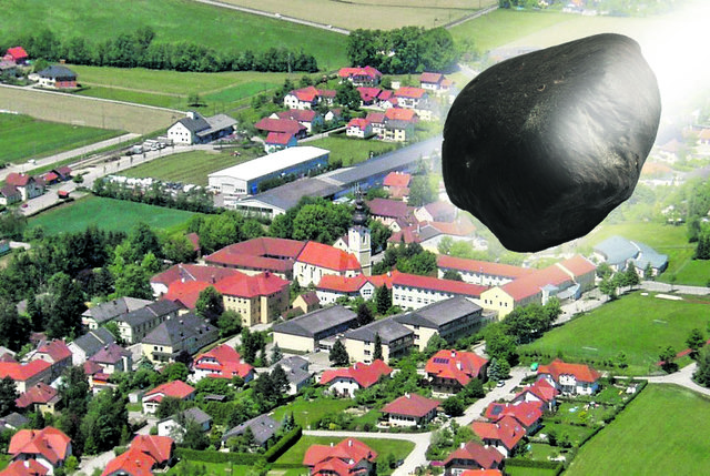 Der Meteorit krachte am 5. November 1932 auf einen Acker in der Ortschaft Obergallspach bei Prambachkirchen.