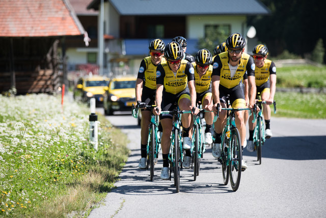 Das Team LottoNL-Jumbo hier auf Höhentrainingslager in Kühtai, wird auch beim UCI Mannschaftszeitfahren der Herren am Start stehen.