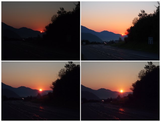 Zuerst ist alles orange, dann schiebt sie sich hoch, die Sonne. In Schladming habe ich das einmal im Ganzen sehen können. Wenige Minuten später ist es schon vollbracht gewesen.