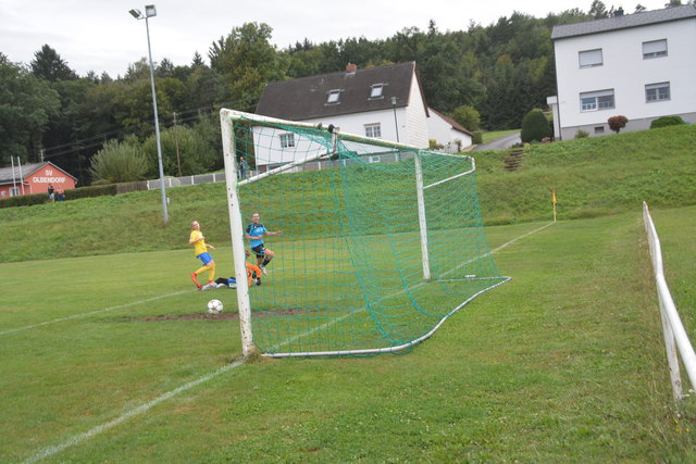 Der Ball am Weg ins Tor zum 2:2.