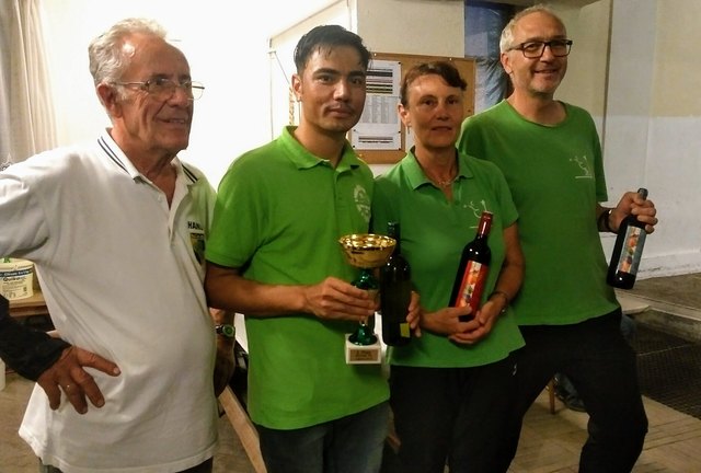 vlnr. Hans Holzbauer (Organisator, BCL Lassee), Team-PVN: Azim Yousefi, Maria Schimak, Erwin Michlits