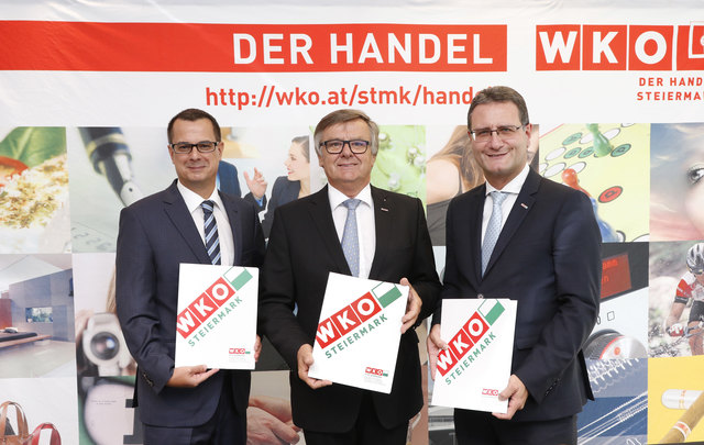Helmut Zaponig, Gerhard Wohlmuth und Ernst Gittenberger präsentierten die steirische Halbjahresbilanz. | Foto: WKO Steiermark