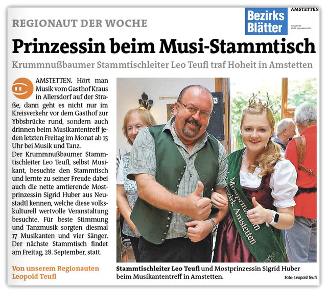 Vielen Dank an die Redaktion Amsetten für die Veröffentlichung als Wochenregionaut in der Amstettener Ausgabe...!!!