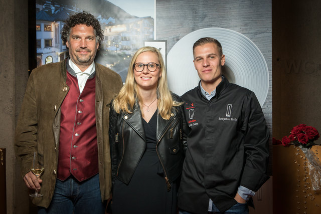 Thorsten Probost (Griggeler Stuba, Lech) mit Sarah Falch und Benjamin Parth (Gourmetrestaurant Stüva)