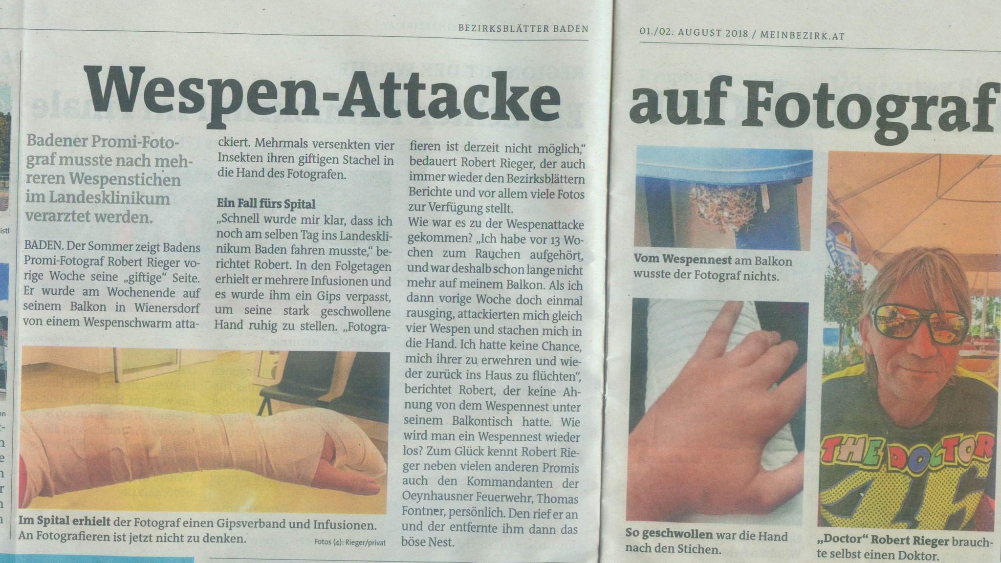 ZEITUNGSBERICHT 2.8.2018 BEZIRKSBLÄTTER Foto : Robert Rieger