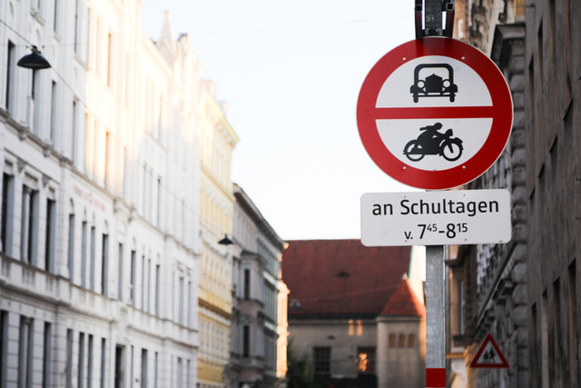 Das Fahrverbot bei der VS Vereinsgasse gilt nur an Schultagen. | Foto: Mobilitätsagentur/Fürthner
