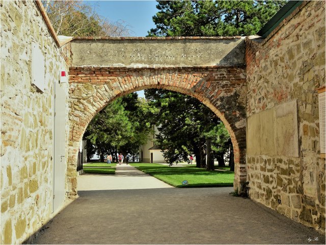 Der Innenhof mit gepflegtem Grün