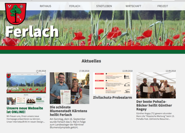 Der neue Internetauftritt der Stadtgemeinde Ferlach