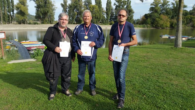 (v. l.) Gielen Erich (Platz zwei), Staatsmeister Wolfinger ManfredRechts, Fraumbaum Michael ﻿(Platz drei) | Foto: HSV L / ZV Ennsdorf
