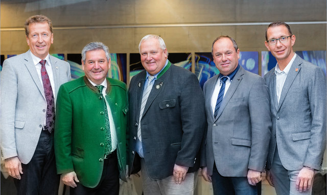 Arbeiten eng zusammen: die Bürgermeister Hubert Holzapfel, Josef Niggas, Anton Weber, Franz Lindschinger, Stefan Helmreich (v.l.) | Foto: Gemeinde Lannach