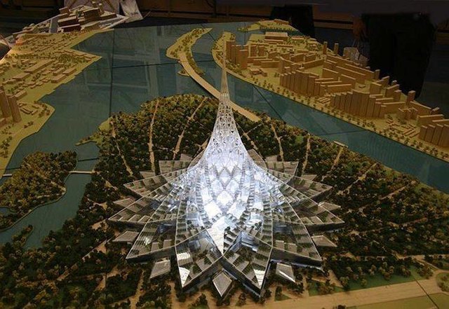 Dynamische Einhausungsplatten, die in den strukturellen Rahmen geschlitzt sind, lassen Tageslicht tief in das Herz des Schemas eindringen und können gesteuert werden, um die interne Umwelt zu ändern - geschlossen im Winter für zusätzliche Wärme und geöffnet im Sommer, um natürliche Ventilation zuzulassen. Das Energiemanagement ist das Herzstück der Planung, mit zusätzlichen Strategien zur Einbeziehung erneuerbarer und kohlenstoffarmer Energieerzeugung vor Ort. | Foto: http://www.skyscrapercity.com/showthread.php?t=559327