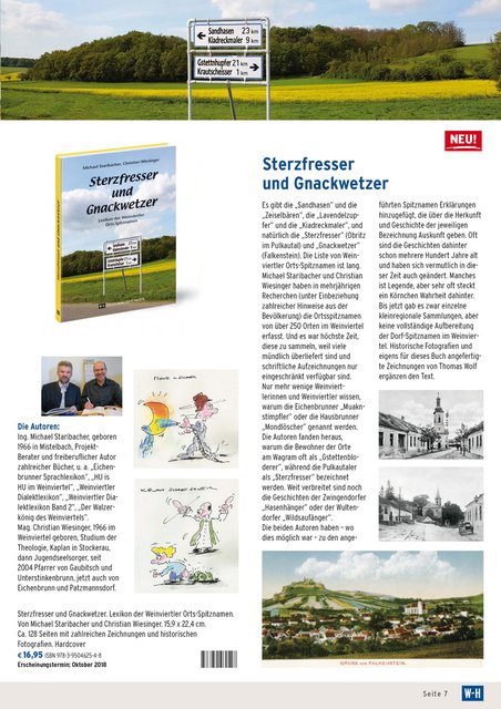 Aus dem Katalog der Edition Winkler-Hermaden. Das 2018 erschienene Weinviertelbuch Nr. 35, "Sterzfresser und Gnackwetzer". | Foto: Edition Winkler-Hermaden