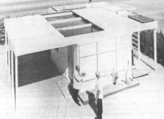 Harold Hay and John Yellott Skytherm Building von 1967 | Foto: https://misfitsarchitecture.com/2013/03/01/its-not-rocket-science-5-night-sky-radiant-cooling/