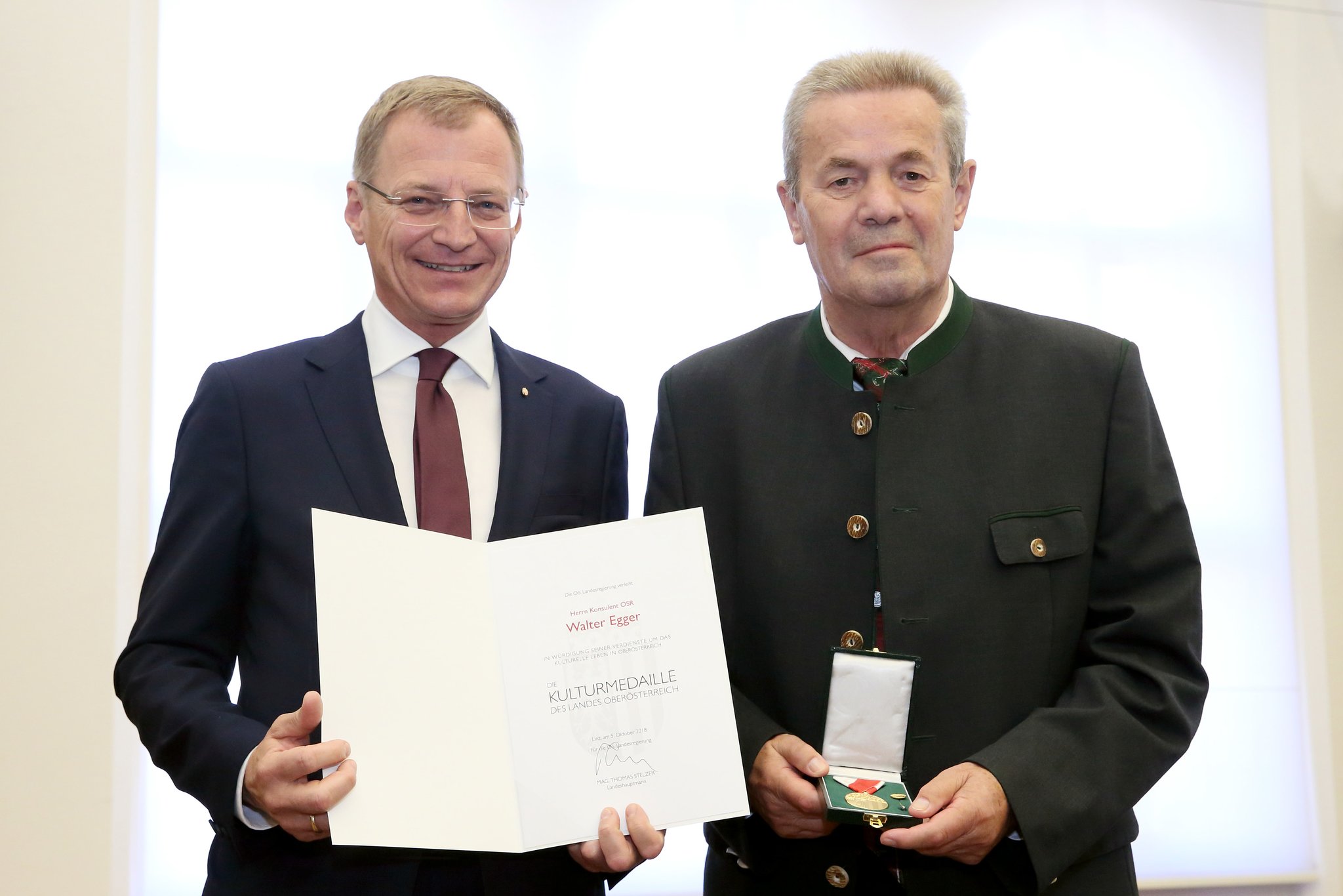 Kulturmedaille des Landes OÖ: Walter Egger und Margarete Hütter 