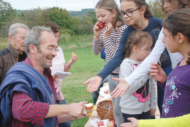 Auch den jüngsten Teilnehmern schmeckten die frischen Äpflen sichtlich. | Foto: Gemeinde Draßburg