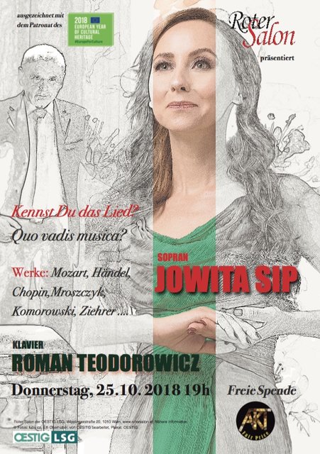 Bewahrt die Lieder-Perlen der Klassik: Jowita Sip | Foto: © Foto: lubu.cz, Elfi Oberhuber, von OESTIG bearbeitet, Plakat: OESTIG