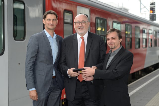 Bringen Digitalisierung auf Schiene: BOOM-Vorstandsmitglied Andreas Schaller, ÖBB-Generaldirektor Andreas Matthä und BOOM-Vorstandsmitglied Bora Man (v. l.)