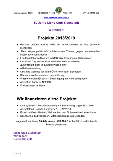 Projekte 2018/2019