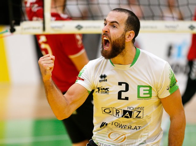 Jubelte zurecht: Tiago Pereira (UVC) geigte gegen Waldviertel auf.