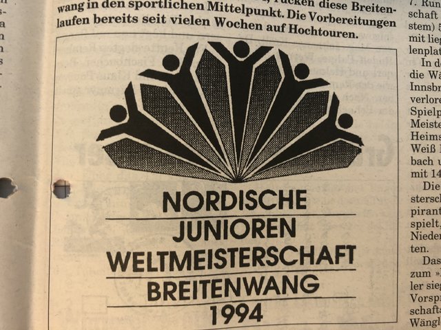 In Breitenwang macht man sich daran, die Nordische Junioren Weltmeisterschaft 1994 vorzubereiten. Das Logo war schon fertig.