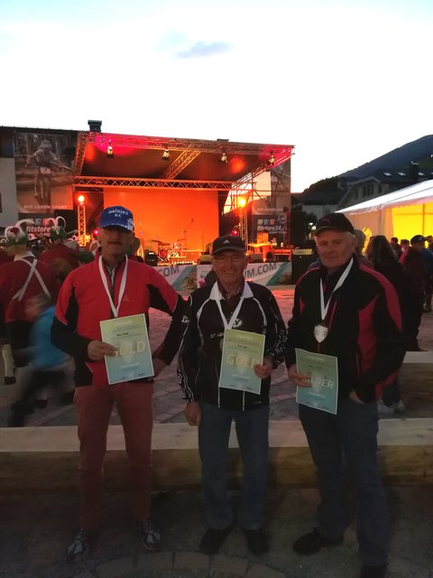 Ernst Sobl, Hans Posch und Johann Spandl aus St. Jakob im Walde nahmen an der Weltmeisterschaften für E-Bike in Sillian (Osttirol) teil. | Foto: Hans Posch