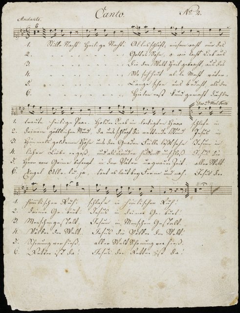 Das Bild zeigt das Autograph IV von Stille Nacht, Heilige Nacht, das Franz Xaver Gruber mit 12. Dezember 1836 datiert hat: Es wurde vom Keltenmuseum Hallein der Stille Nacht Gesellschaft zur Verfügung gestellt und enthält wie alle Autographen von Mohr und Gruber alle sechs Strophen; | Foto: Quelle MMag. Michael Neureiter, 16. Dezember 2010