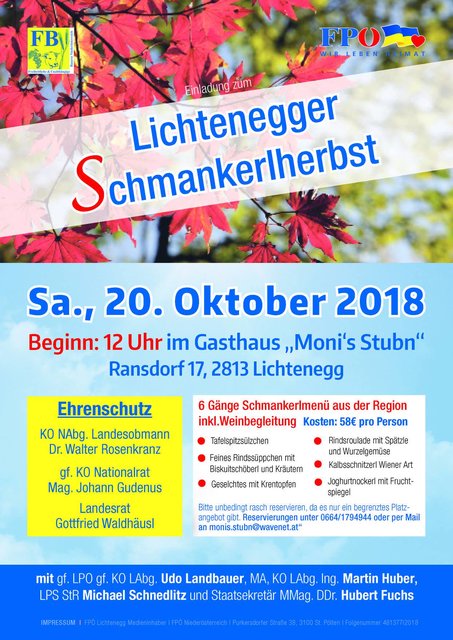 1. Lichtenegger Schmankerlherbst mit vielen Ehrengästen.