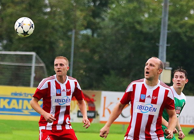 Petar Vlah (l.) und Florian Eibinger spielten in der Frauentaler Innenverteidigung stark. | Foto: Franz Krainer