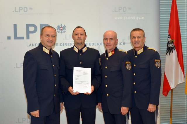 Konrad Kogler, Kontrollinspektor Gerald Langegger, Oberst Heinrich Kirchner, Generalmajor Franz Popp. | Foto: BPK Gänserndorf