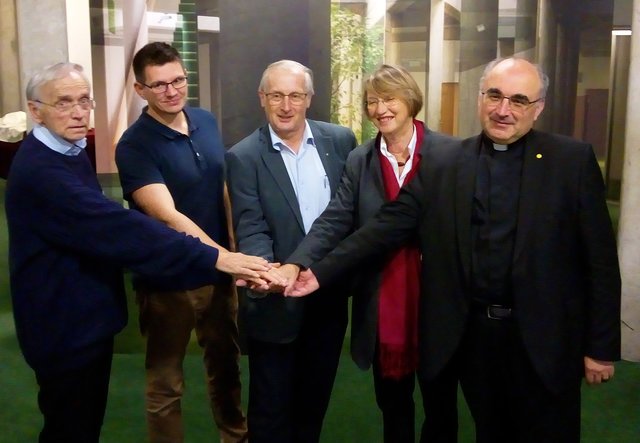 Geistlicher Assistent Paul Zulehner, Vizepräsident Armin Haiderer, Präsident Leopold Wimmer, Vizepräsidentin Magda Krön (Salzburg), Referatsbischof Wilhelm Krautwaschl