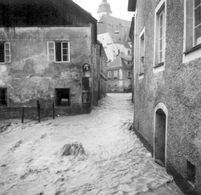 Das Hochwasser in Scheibbs richtete im Jahr 1959 große Schäden an. | Foto: Archiv Scheibbs