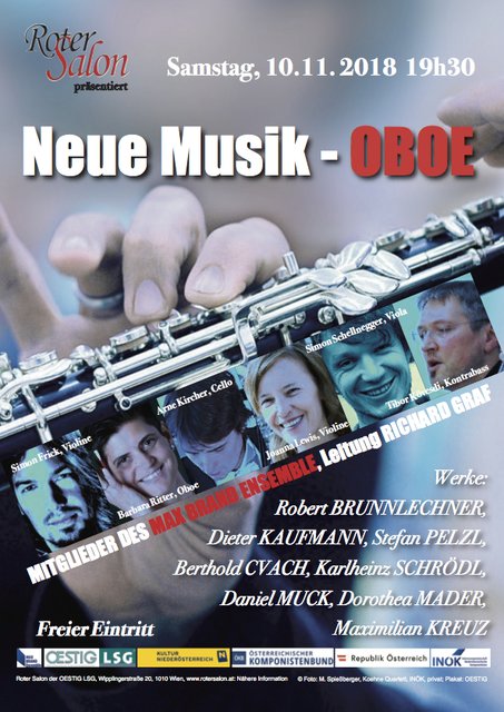 Fünf Streicher und eine starhafte OBOE! - INÖK mit dem MAX BRAND Ensemble | Foto: © Spießberger, Koehne Quartett, INÖK, privat; Plakat: OESTIG