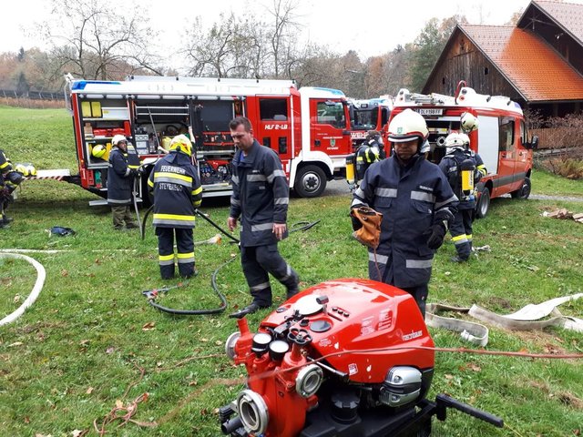 Eine der sechs Übungsstationen bei der Abschnittsübung in St. Ulrich im Greith.