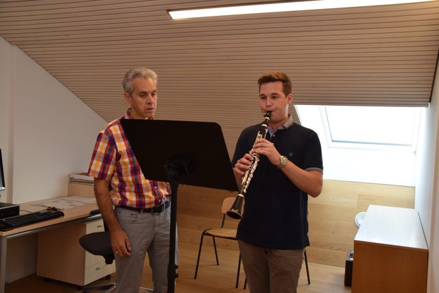 Musikunterricht mit B. Köck (l.) und M. Einkemmer.