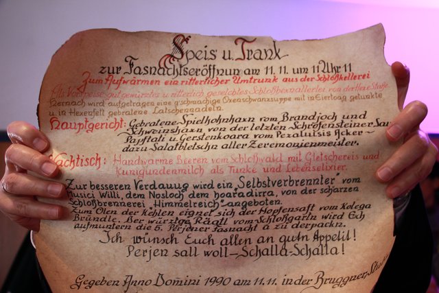 Das von Truchsess Walter Altmann im Jahr 1981 kreierte Rittermenü zur Fasnacht 