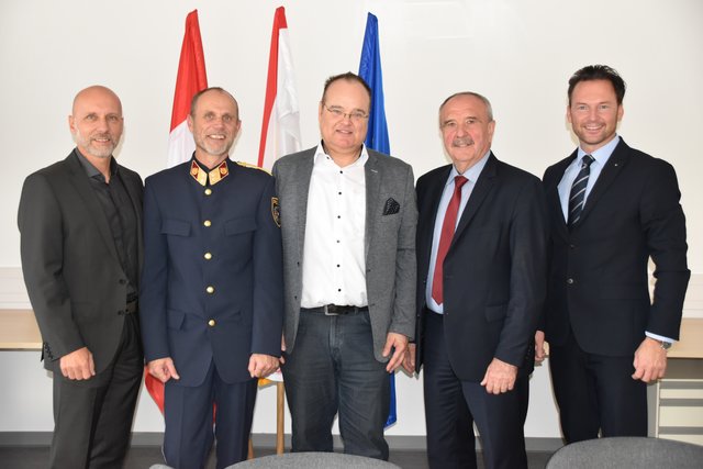 Rudolf Stiff, Klaus Innerwinkler, Gert Klösch, Valentin Blaschitz, Günther Kazianka (von links)