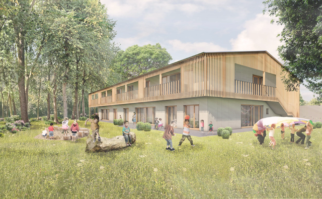 So soll der Kindergarten "Villa Sonnenschein" in Freilassing aussehen. | Foto: Visualisierung: Stadt Freilassing