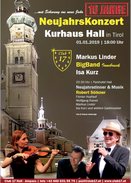 Der Club 17 wurde 1996 gegründet und veranstaltet das Neujahrskonzert breits zum 10. Male und hilft mit den Einnahmen notleidenden Menschen in der Region.
Im vergangenem Jahr wurden während des Konzertes Spendenchecks in Höhe von 1.500,00 Euro an Frau Angelika Ettmayer für den Verein Sprungbrett Hall, „Projekt Sozialladen der Freiwillige Rettung Hall“ und 1.500,00 Euro an Frau Michaela Schmölzer für die Lebenshilfe – Wohnen Ampass, „Projekt Garten für Alle“ übergeben. | Foto: Club 17
