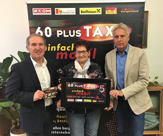 Bgm. Wolfgang Tauss, Pensionisten-Obfrau Erika Horvath und KommR Patrick Poten starten das 60plusTaxi in Großpetersdorf. | Foto: WKB