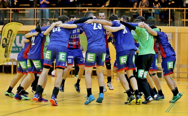 Großer Jubel bei den Union Leoben-Spielern: Die Fivers konnten erstmals auswärts besiegt werden. | Foto: GEPA Pictures