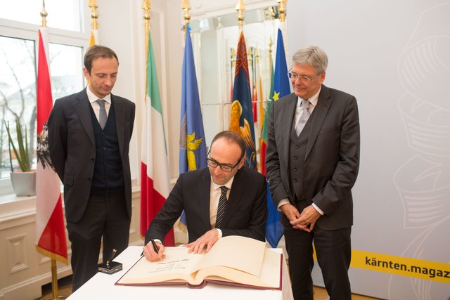Massimilano Fedriga, LH Peter Kaiser und Federico Caner | Foto: LPD Kärnten/Peter Just