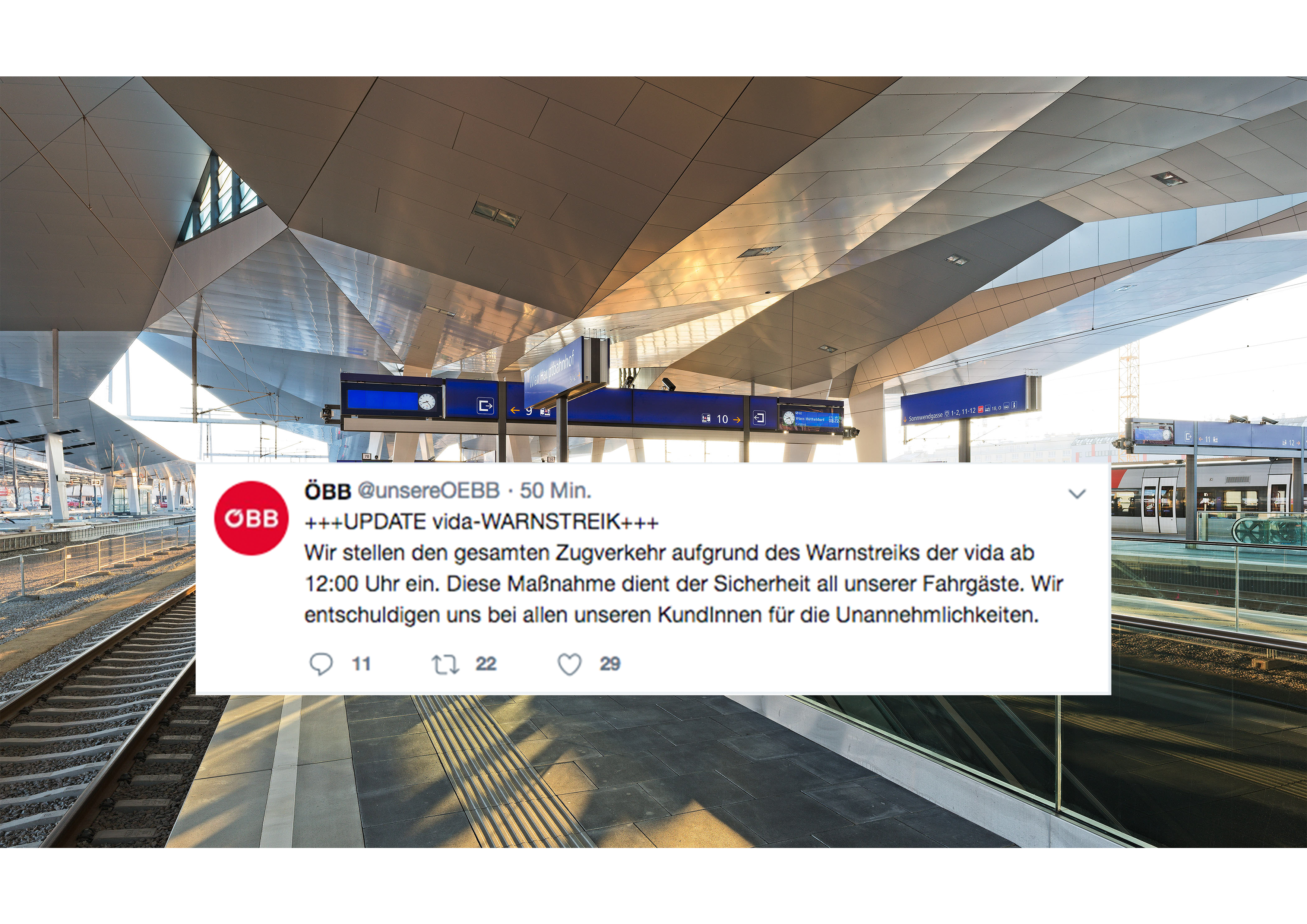 In ganz Österreich stehen die Züge wegen eines Streiks still.