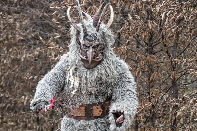 Pressberger als Krampus mit Birkenrute und Echthorn-Maske. | Foto: Pressberger