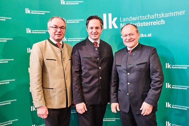 Landeshaupfrau-Stellvertreter Stephan Pernkopf, Präsident Johannes Schmuckenschlager und ehemaliger Präsident Hermann Schultes. | Foto:  LK NÖ/Franz Gleiß