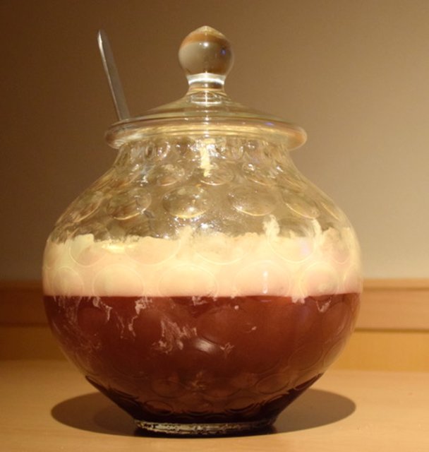 Kirchbowle: 2 große Gläser Kirschen samt Saft in den Behälter leeren, 1 Flasche Vodka dazugeben und über Nacht ziehen lassen. Kurz vor dem Servieren mit 1,5 Flaschen Bitterlemon aufgießen, 1 kleine Packung Vanilleeis in kleine Stücke schneiden und dazugeben. Eis etwas schmelzen lassen, servieren. | Foto: Schweinester