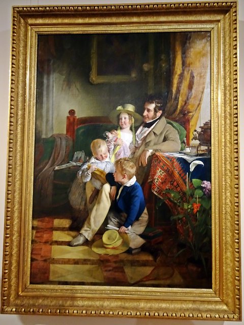 Friedrich von Amerling 1803-1887 Wien, Rudolf von Arthaber und seine Kinder Rudolf, Emilie und Gustav, Öl auf Leinwand 1922